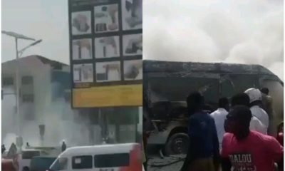 Fire Guts Trotro Bus at Achimota Neoplan, Burns To Ashes