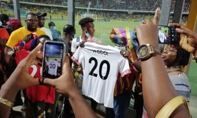 Hudson-Odoi Receives  Customized Jersey From Hearts Before Olympics Game.