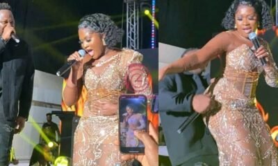 GMAUK21: Medikal ‘Faints’ Behind His Wife Fella Makafui While Grinding Her Backside On Stage (Watch)